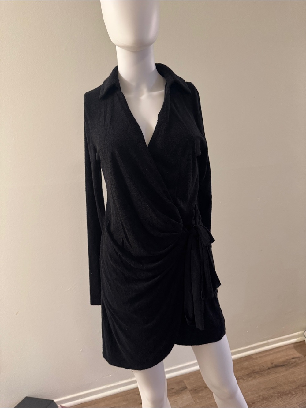Black Wrap Dress with Tie Detail